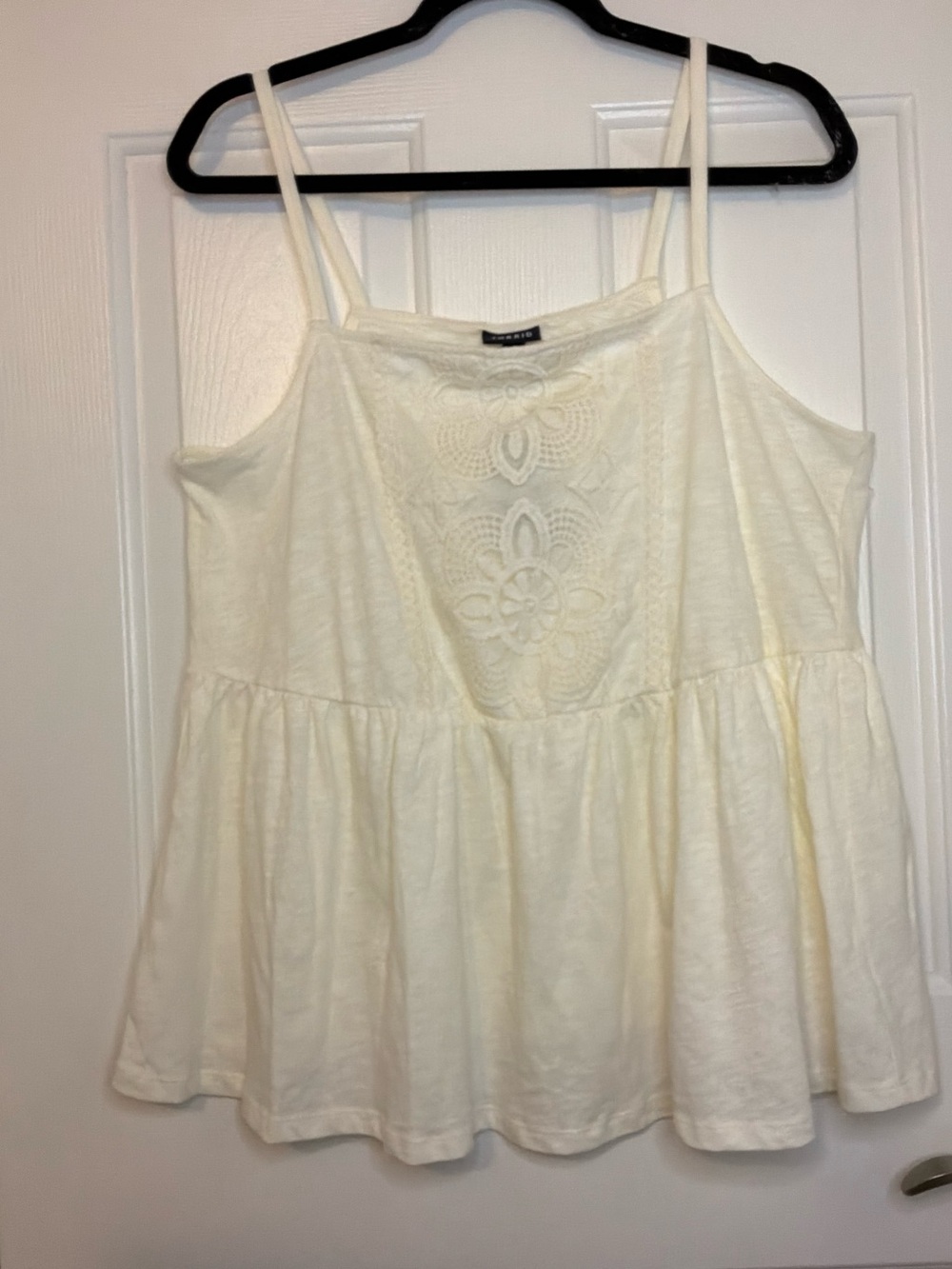 torrid Cream Crochet-Front Peplum Camisole